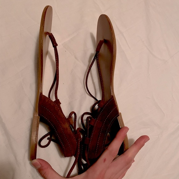 Steve Madden Brown Faux Leather Lace Up Sandals Size 8.5 - Picture 2 of 7